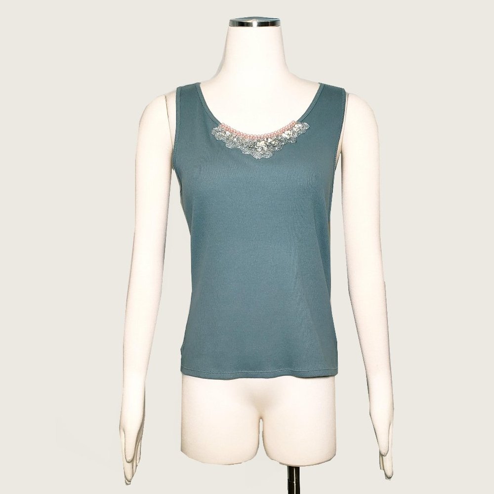 August Silk Beaded Tank NWT